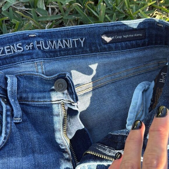 Trendy Blue Women's Jeans - Citizens of Humanity Rocket Crop High Rise Skinny - Picture 2 of 4